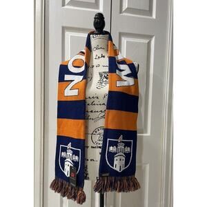 WHEATON COLLEGE SCARF KNITTED DOUBLE SIDE 65 INCHES LONG BLUE AND ORANGE NEW